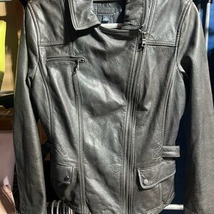 Banana Republic Charcoal Leather Jacket